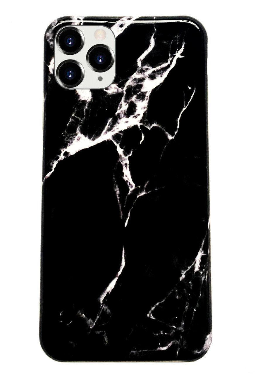 Чохол силіконовий мармуровий для iPhone 12 Pro (03) Black чорний