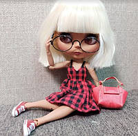 Шарнирная кукла Блайз Blythe Мишель блондинка каре + 10 пар кистей, одежда и обувь, сумка в подарок