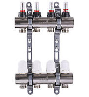 Колектор з витратомірами, регуляторами і кріпленням ECO 001D 1"x4
