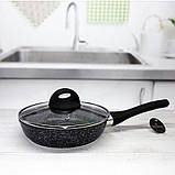 Сковорода з антипригарним мармуровим покриттям 24 см Edenberg EB-3428 Сковорода з литого алюмінію для всіх плит, фото 2