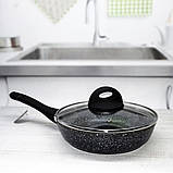Сковорода з антипригарним мармуровим покриттям 24 см Edenberg EB-3428 Сковорода з литого алюмінію для всіх плит, фото 3