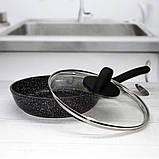 Сковорода з антипригарним мармуровим покриттям 24 см Edenberg EB-3428 Сковорода з литого алюмінію для всіх плит, фото 4