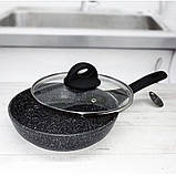 Сковорода з антипригарним мармуровим покриттям 24 см Edenberg EB-3428 Сковорода з литого алюмінію для всіх плит, фото 6
