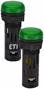 Лампа сигнальна LED матова ECLI-16-240A-G 240V AC (Ø16мм, зелена)