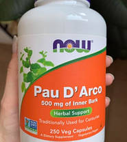Кора мурашиного дерева NOW Pau d'arco 500 mg of Innewr Bark 250 veg caps, фото 4