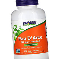 Кора мурашиного дерева NOW Pau d'arco 500 mg of Innewr Bark 250 veg caps, фото 5