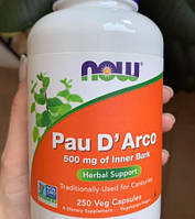 Экстракт Коры муравьиного дерева (По д'арко) NOW Pau D'Arco 500 mg of Innewr Bark 250 капсул