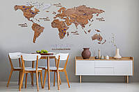 Карта Мира 3D деревянная 150*80 см. Декор на стену.