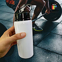 Пляшка для води спортивна металева біла (600 мл) + друк фото/лого/ картинка/ напис