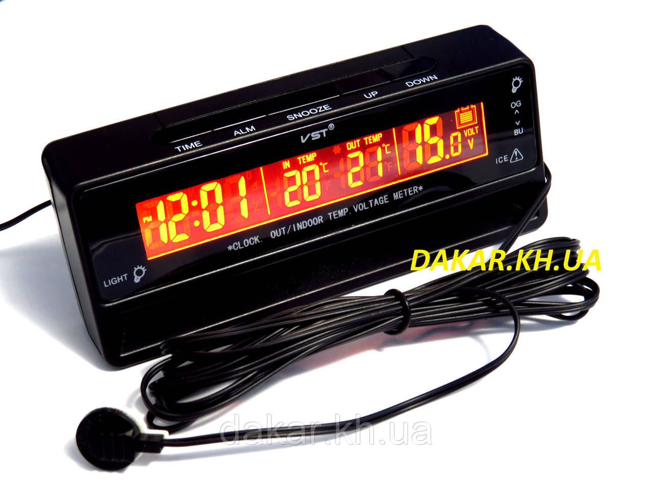 Автомобильные часы термометр вольтметр VST 7010V синяя подсветка - фото 2 - id-p30042519