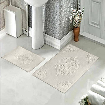 Комплект килимків для ванної та туалету 100х60 60х50 см 100% Бавовна, Туреччина білий
