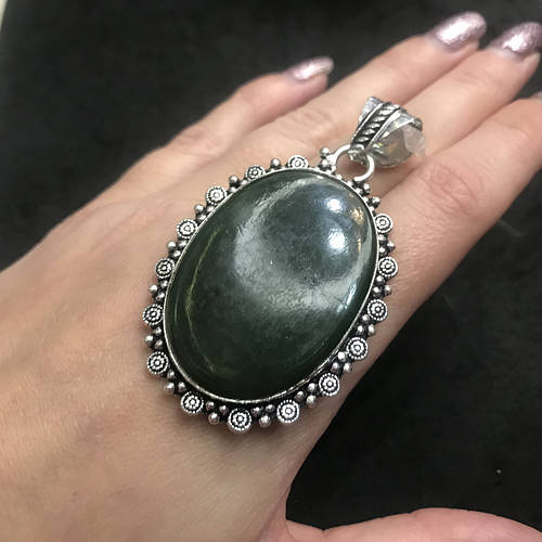 Нефрит подвес кулон овал с натуральным нефритом кулон с камнем нефрит в ...