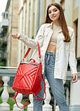 Модний жіночий червоний місткий рюкзак-сумка повсякденний, міської, матова еко-шкіра, фото 2