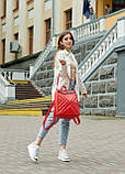 Модний жіночий червоний місткий рюкзак-сумка повсякденний, міської, матова еко-шкіра, фото 3