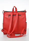 Модний жіночий червоний місткий рюкзак-сумка повсякденний, міської, матова еко-шкіра, фото 10