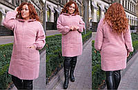 Альпака женское пальто кардиган из натуральной шерсти батал (расцветки) Размер: 50-56