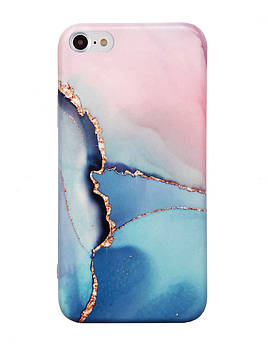 Чохол силіконовий мармуровий для iPhone 6/6s (07) Blue/Rose блакитно рожевий