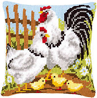 Набор для вышивания крестом (подушка) Vervaco Chicken family on a farm "Куриная семья на ферме"