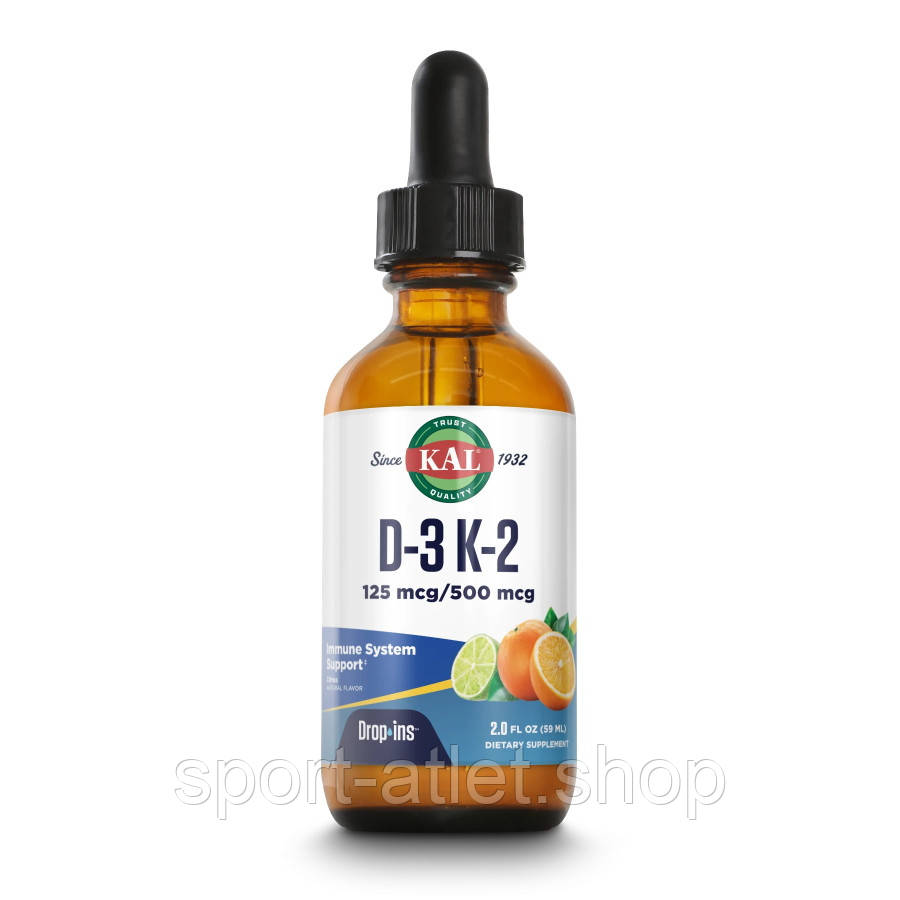 Вітаміни та мінерали KAL Vitamin D-3 K-2 Drop, 59 мл, фото 1