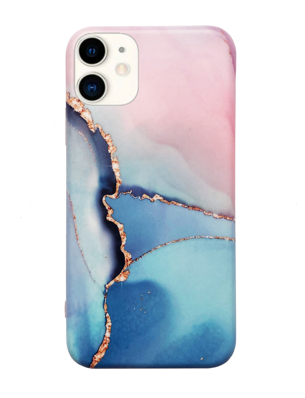 Чохол силіконовий мармуровий для iPhone 12 (07) Blue/Rose блакитно рожевий