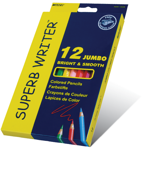 Карандаши цветные 12цв. MARCO Superb Writer JUMBO+точилка 4400-12СВ