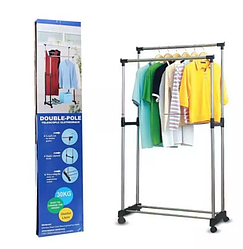 Універсальна подвійна пересувна стійка для одягу Double-Pole Telescopic Clothes Rac