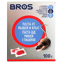 Паста для знищення гризунів (щурів, мишей), з муміфікуючим ефектом, 100 г, від Bros, Польща