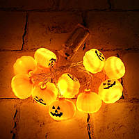 Гирлянда Тыквы, светодиодная гирлянда на хэллоуин, 1,5 метра (питание от батареек)
