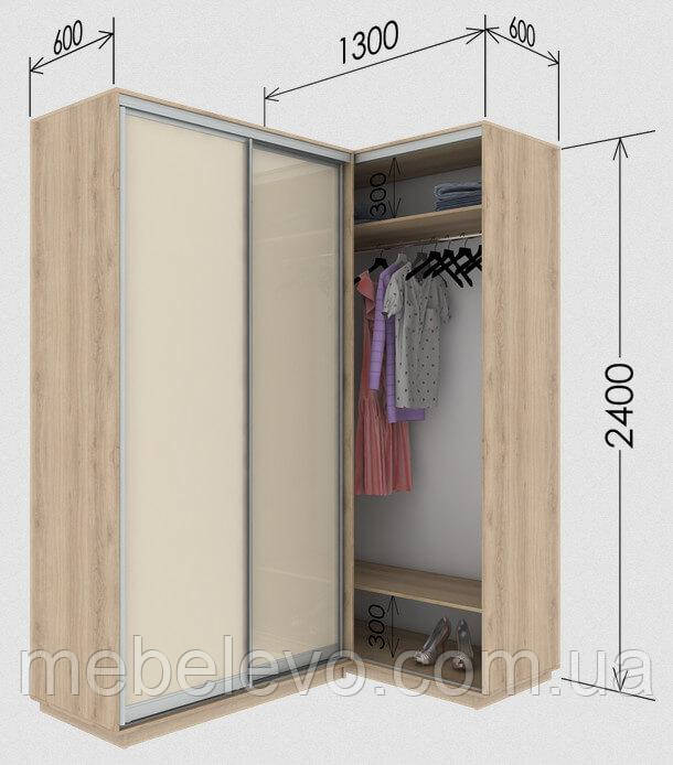 Шафа-купе кутовий приставний Стандарт 130х60 h-240, ТМ Гарант