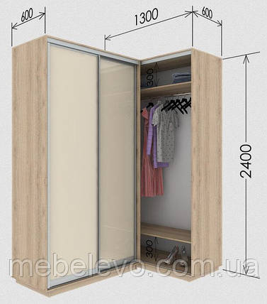 Шафа-купе кутовий приставний Стандарт 130х60 h-240, ТМ Гарант, фото 1