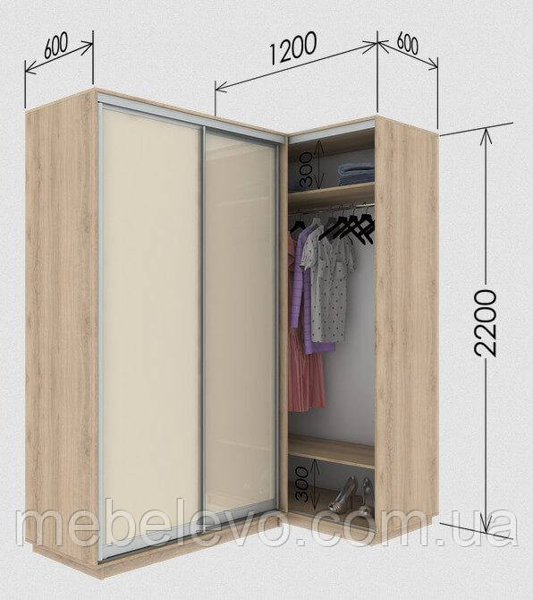Шафа-купе кутовий приставний Стандарт 120х60 h-220, ТМ Гарант