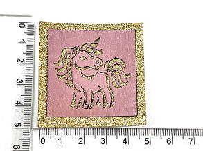 Нашивка Єдиноріг блискітки золото 50х50 мм, фото 3