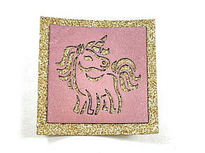 Нашивка Єдиноріг блискітки золото 50х50 мм, фото 2