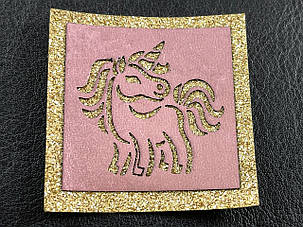 Нашивка Єдиноріг блискітки золото 50х50 мм, фото 1