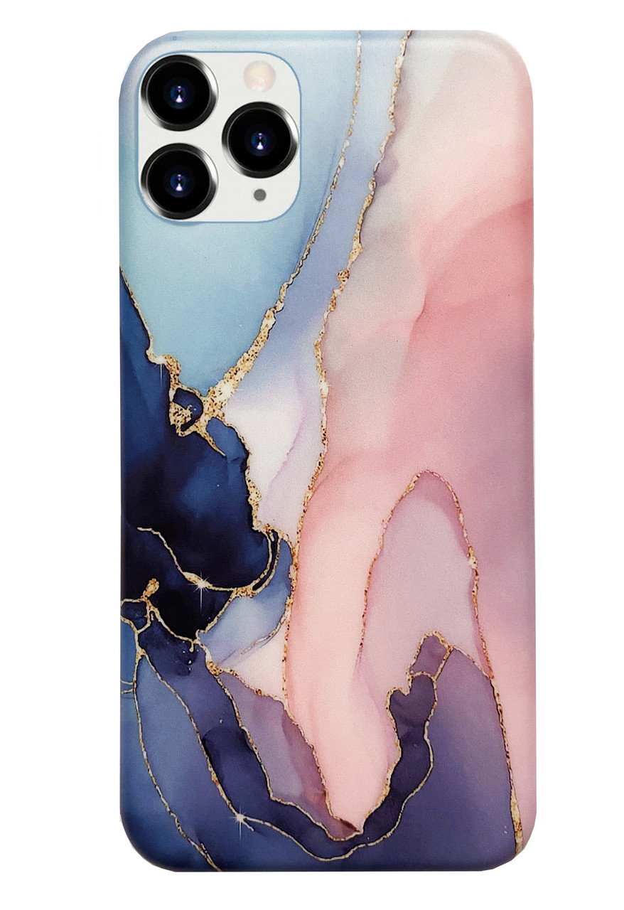 Чохол силіконовий мармуровий для iPhone 12 Pro (09) Dark Blue/Rose темно-червоний рожевий