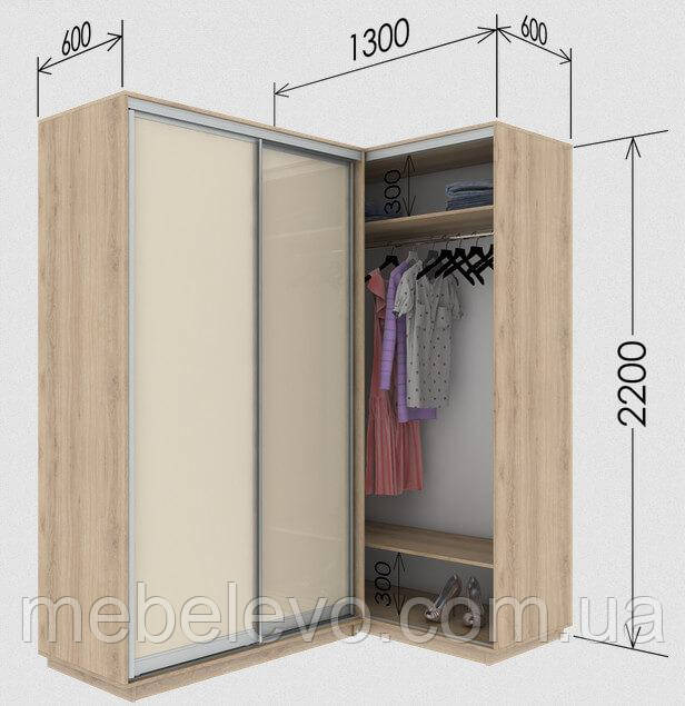 Шафа-купе кутовий приставний Стандарт 130х60 h-220, ТМ Гарант