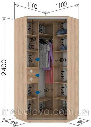 Шафа-купе кутовий 2Д Стандарт 110х110 h-240, ТМ Гарант, фото 1