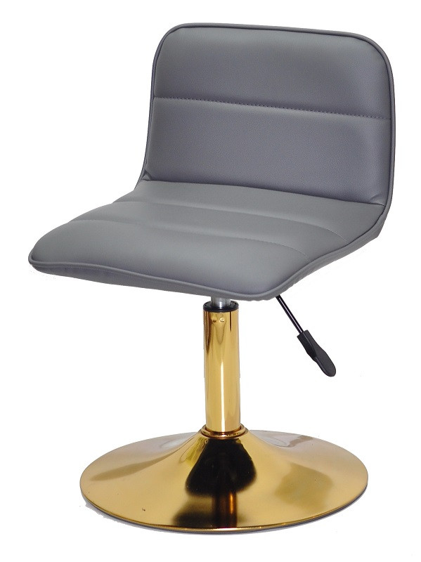 Стілець Real GD-Base сірий шкірозамінник на золотій круглій нозі-опорі з регулюванням висоти сидіння, фото 1