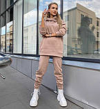 Зимовий жіночий костюм на флісі з подовженою худі, фото 3