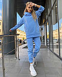 Зимовий жіночий костюм на флісі з подовженою худі, фото 2