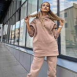 Зимовий жіночий костюм на флісі з подовженою худі, фото 4