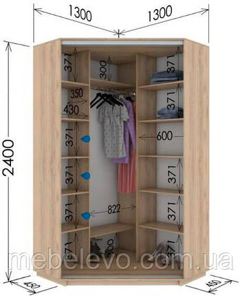 Шафа-купе кутовий 2Д Стандарт 130х130 h-240, ТМ Гарант, фото 1