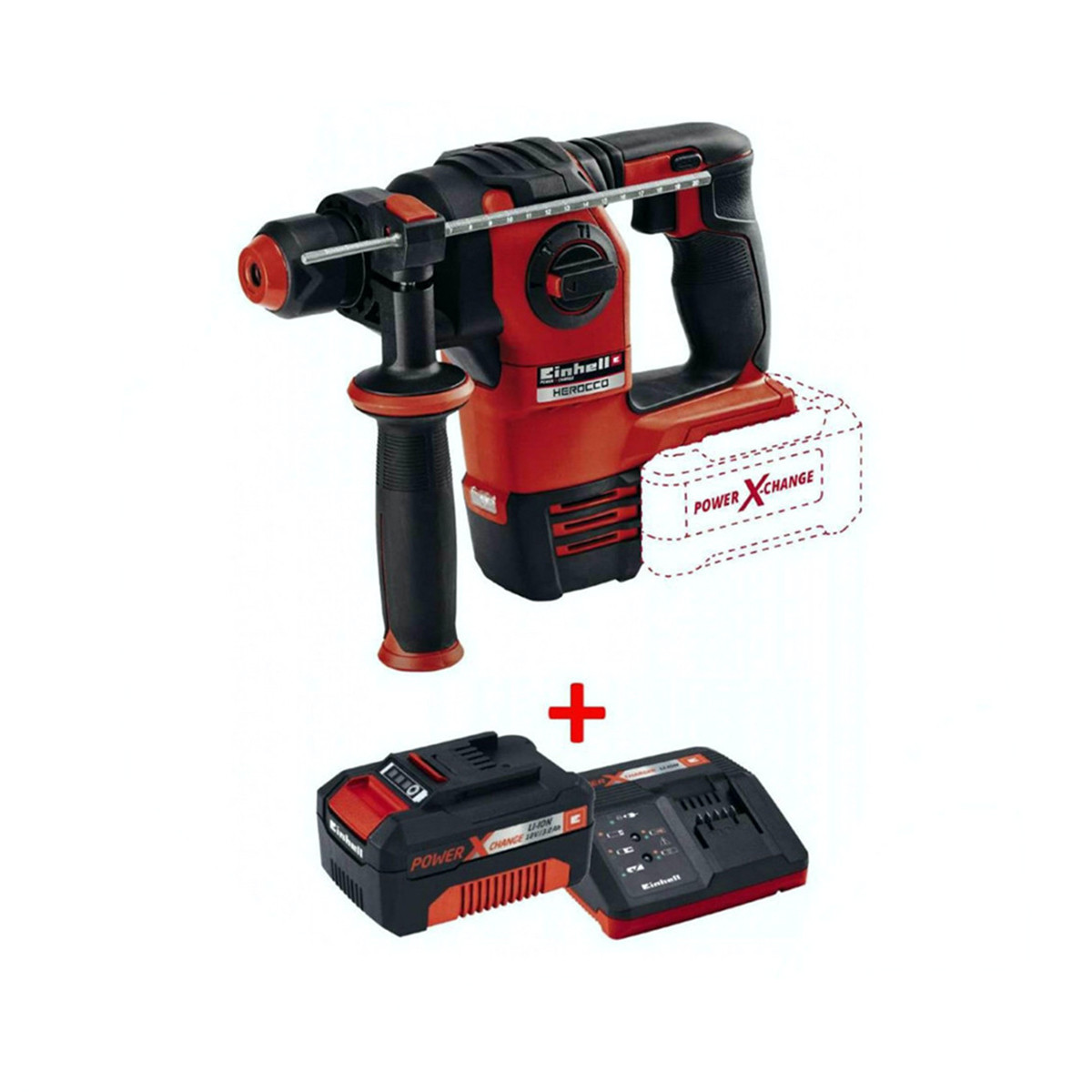 Потужний бочковий перфоратор Einhell HEROCCO-Solo New: 18V (акум 2.5 ампера та заряджання)