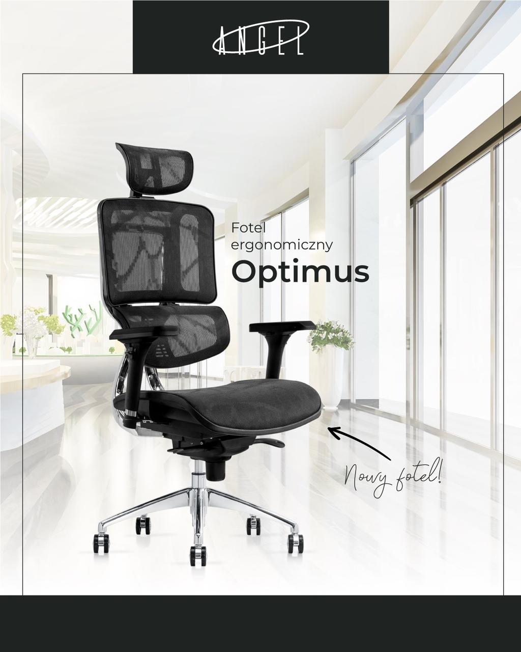 Офісне ергономічне крісло ANGEL Optimus Black