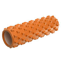 Роллер массажный Grid Rumble Roller 14,5х45 см ребристый для массажа спины, йоги, фитнеса (FI-4942) Оранжевый