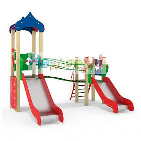 Дитячий майданчик Глобус 2 з гірками на подвір'я на різний вік дітей. Вуличне дитяче обладнання