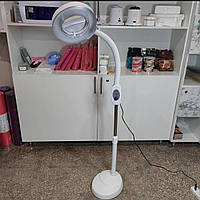 Лампа-лупа світлодіодна косметологічна гофра підлогова LED регулюванням світла 5 діоптрій Яскрава С7767