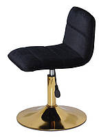 Стілець Real GD-Base чорний велюр на золотій круглій нозі-опорі з регулюванням висоти сидіння, фото 4