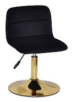 Стілець Real GD-Base чорний велюр на золотій круглій нозі-опорі з регулюванням висоти сидіння, фото 3