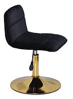 Стілець Real GD-Base чорний велюр на золотій круглій нозі-опорі з регулюванням висоти сидіння, фото 2